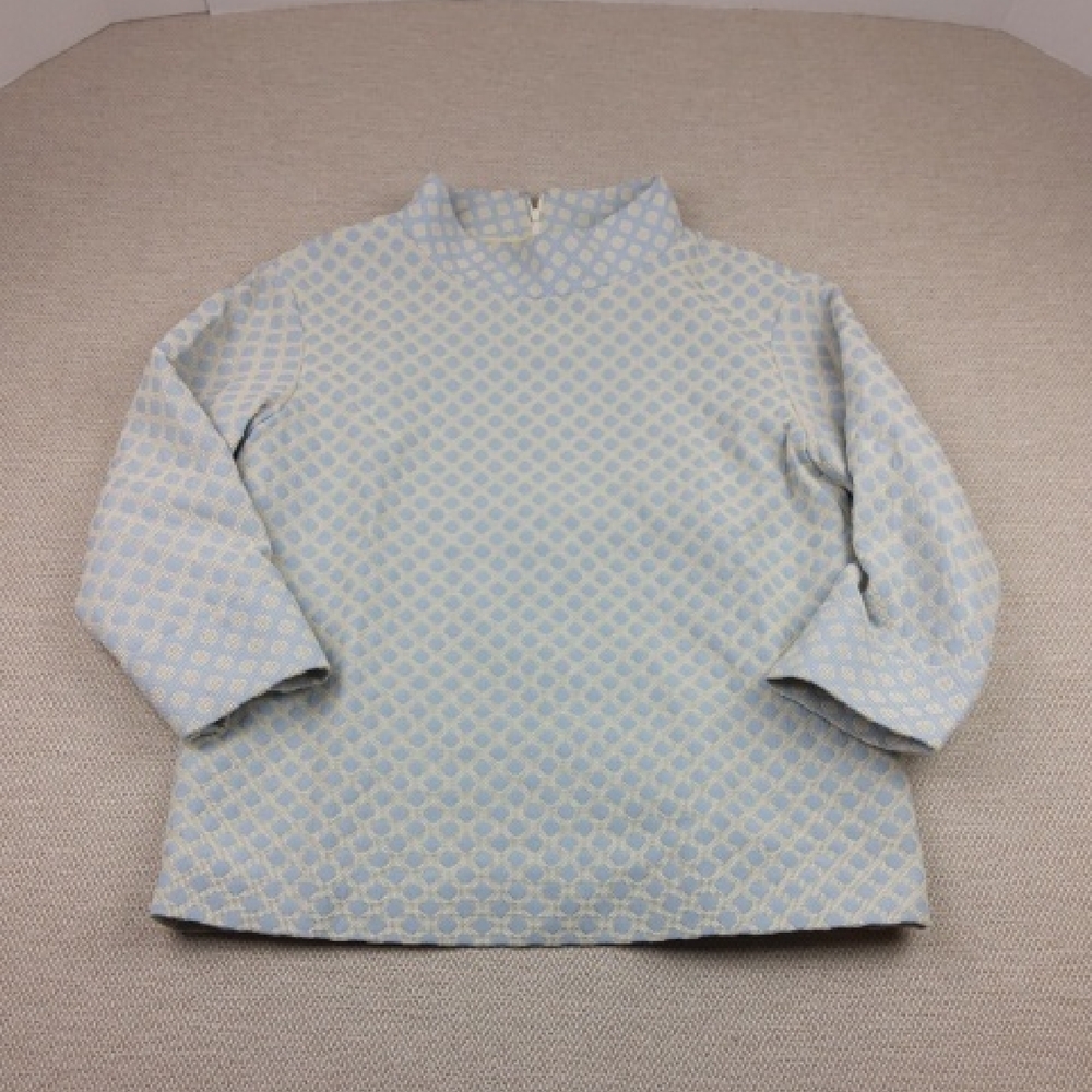Brooks Brothers Women's Diamond Patterned Long Sleeve Sweater, Lt.Blue/Cream, 6